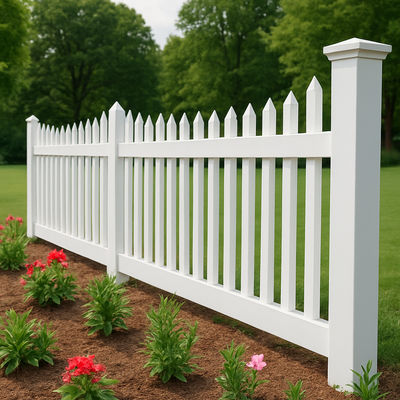 UV Resistant Plastic Picket Fence Environmental Friendly For Outdoor Pvc White Fence