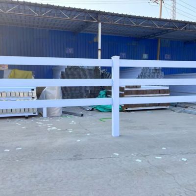Horse Farm 3 Rail Vinyl Horse Fence white color plastic material