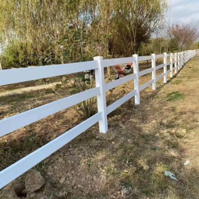 Horse Farm 3 Rail Vinyl Horse Fence white color