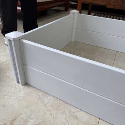 White Raised PVC Planter Box Comfortable Height Rot Resistant